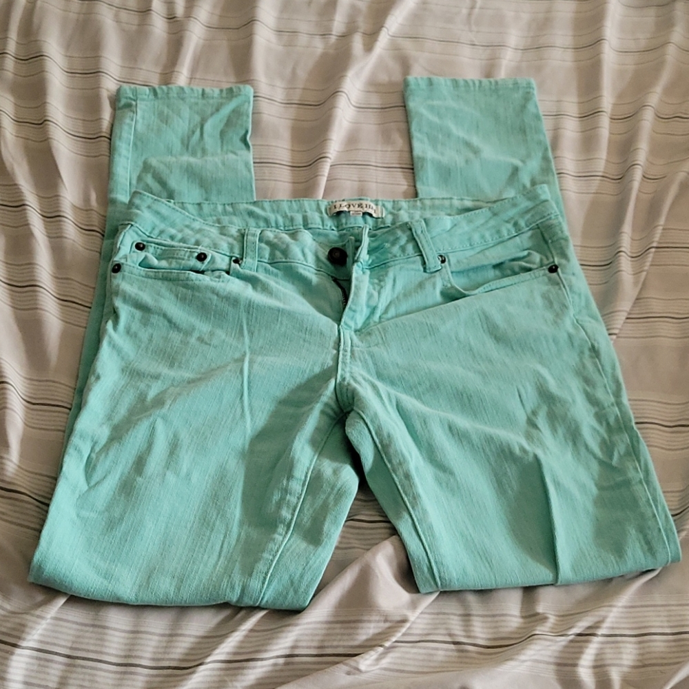 I Love H81 Size 27 Turquoise Skinny Jeans